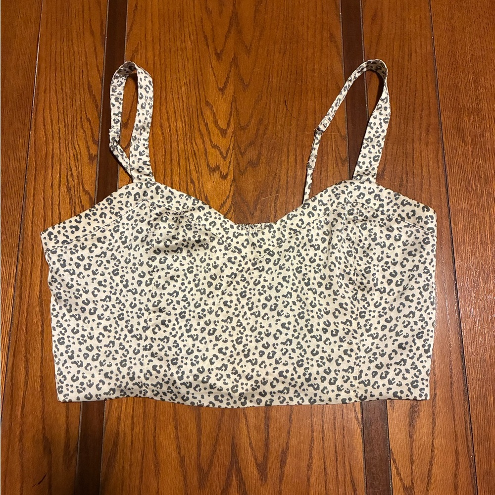 Abercrombie & Fitch Cream and Black Leopard Print Cami